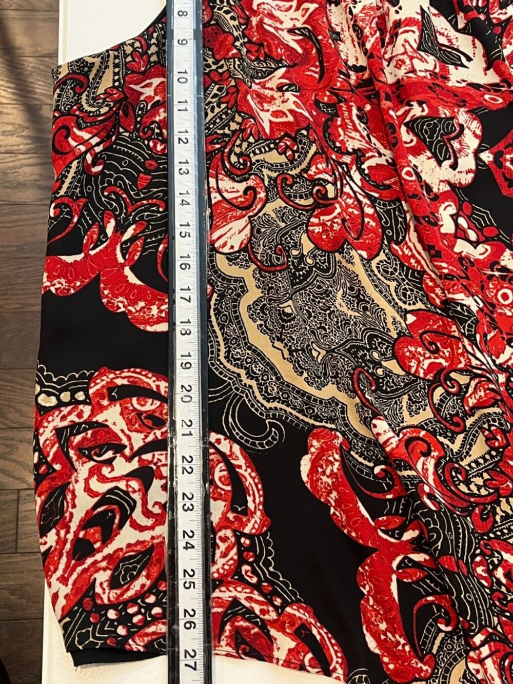 Ashley Stewart Plus 26 Boho Tunic Red Black Asymmetrical Top - Picture 4 of 12